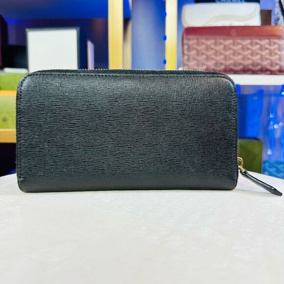 Fendi Black Monster Leather Gold Studded Zip Around Wallet - Picture 3 of 12